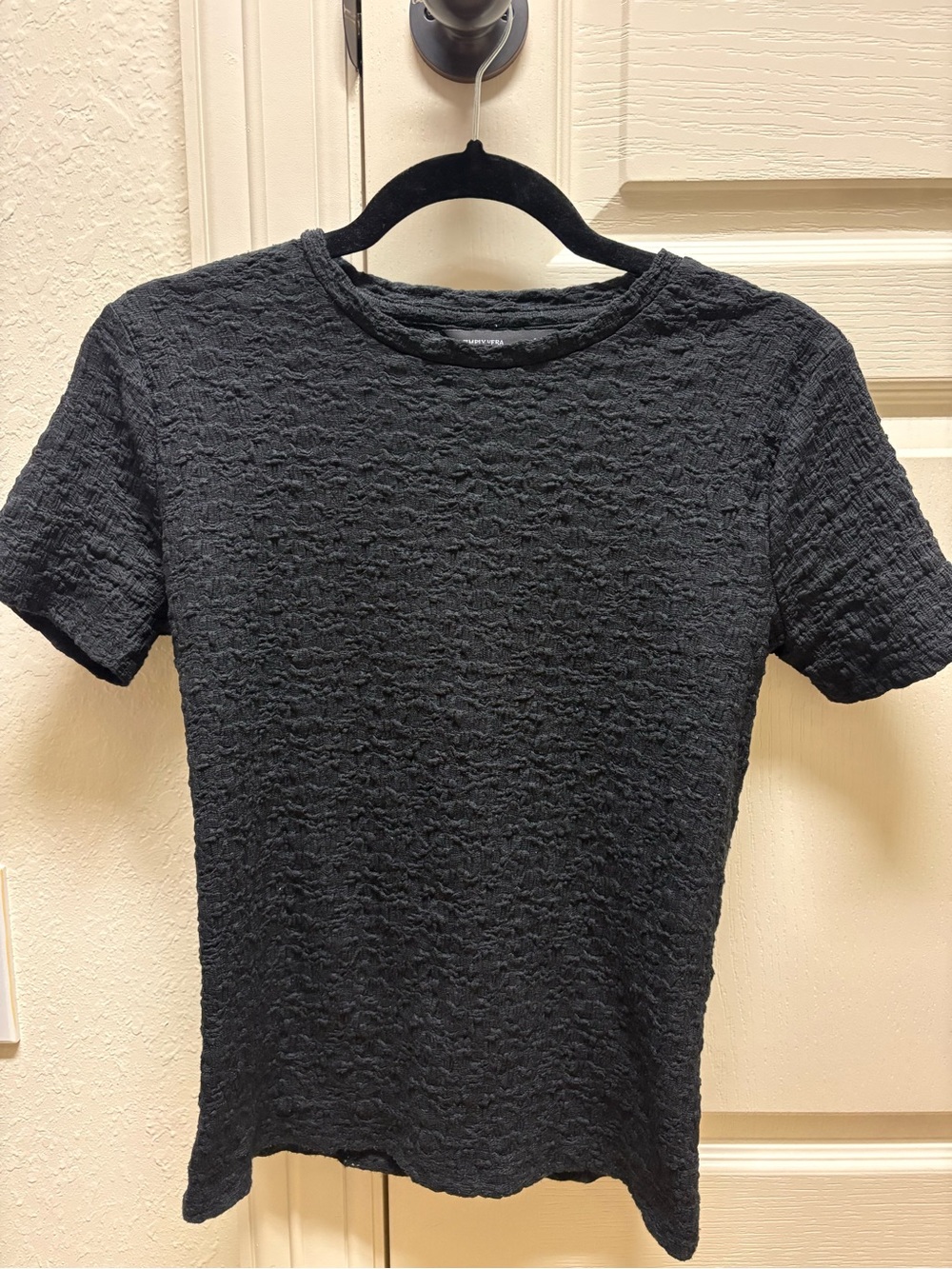 Simply Vera Vera Wang Black Short-Sleeve Textured Top
